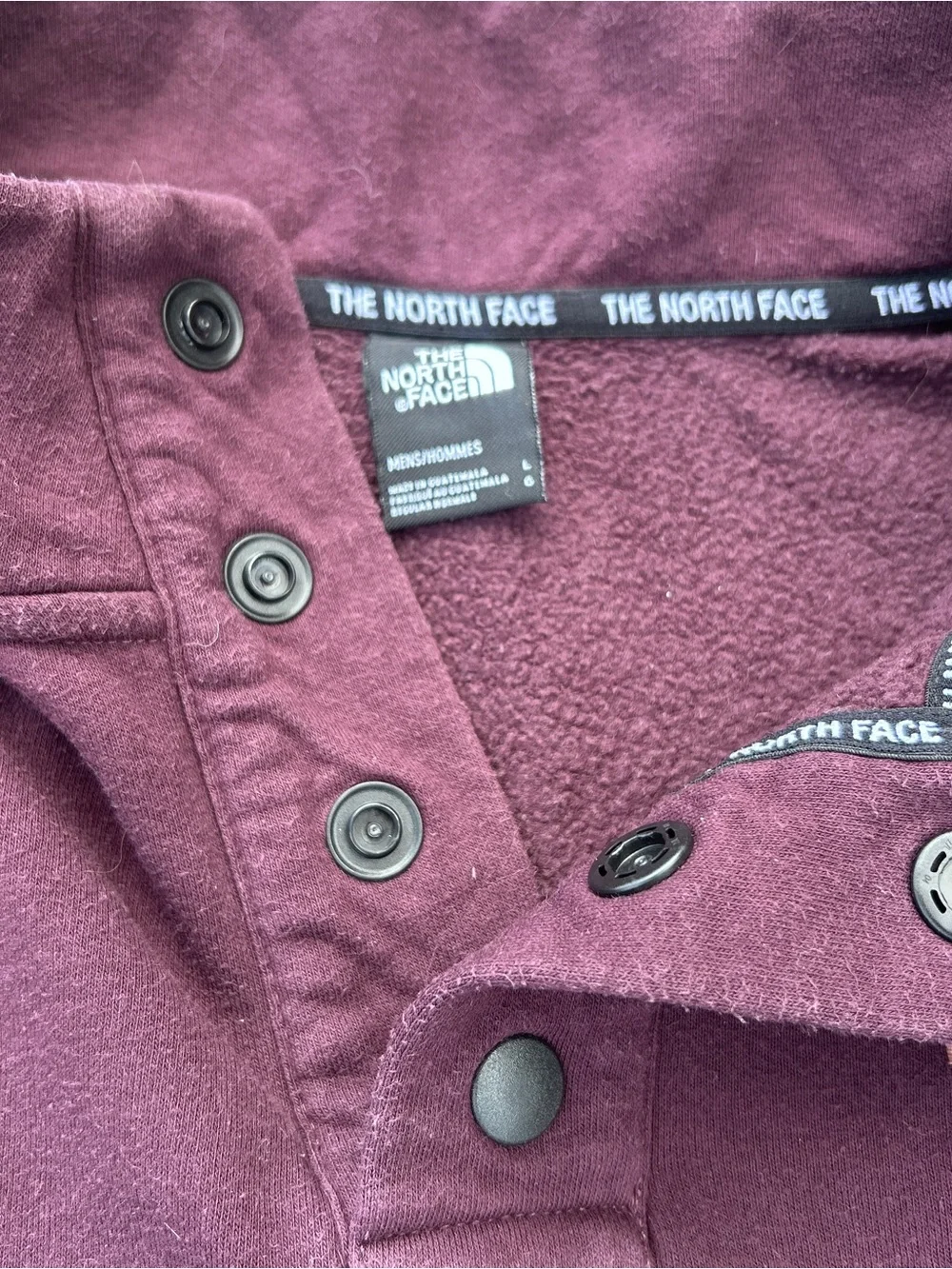 The North Face Men’s Large Burgundy Maroon 4-Snap Pullover Fleece Sweatshirt
